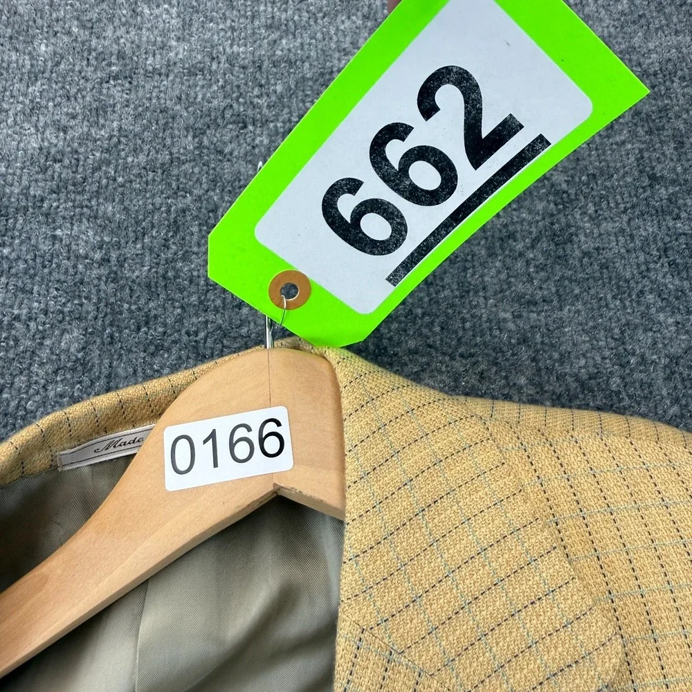 Ermenegildo Zegna Cashmere Blazer Jacket Mens 52 IT 42 US Yellow Pinstripe Vtg
